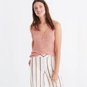 Madewell Monterey Sweater Vest Lucid Pink Knit V-Neck Tank Top